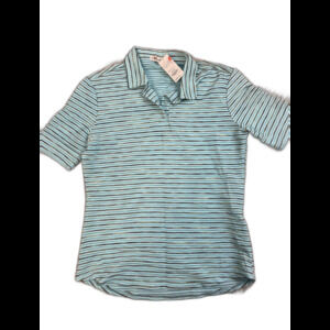 Bette & Court Women’s Golf Button Polo Shirt Striped w/Mesh Blue Medium NWT